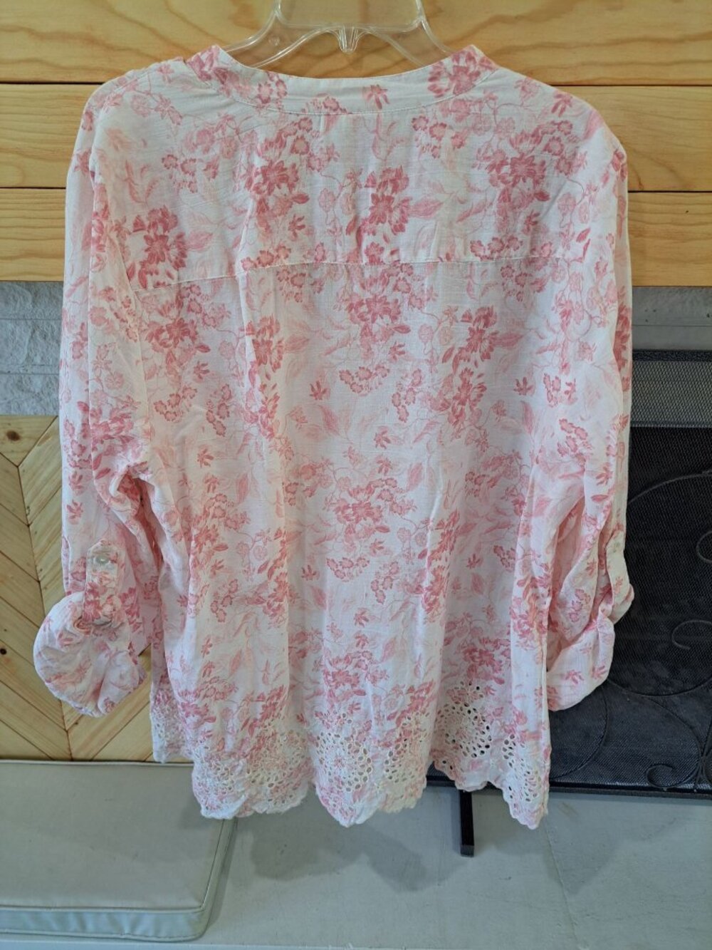 New 3XL Floral Style & Co Womens Button-Front Blouse Pleated Lace Cottagecore - Picture 9 of 12